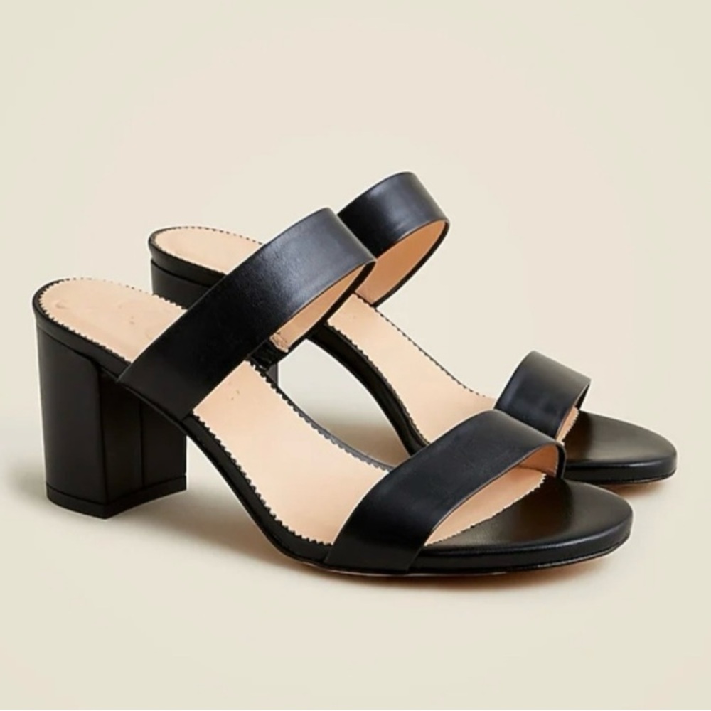 J. Crew Black Heeled Sandals with Block Heel